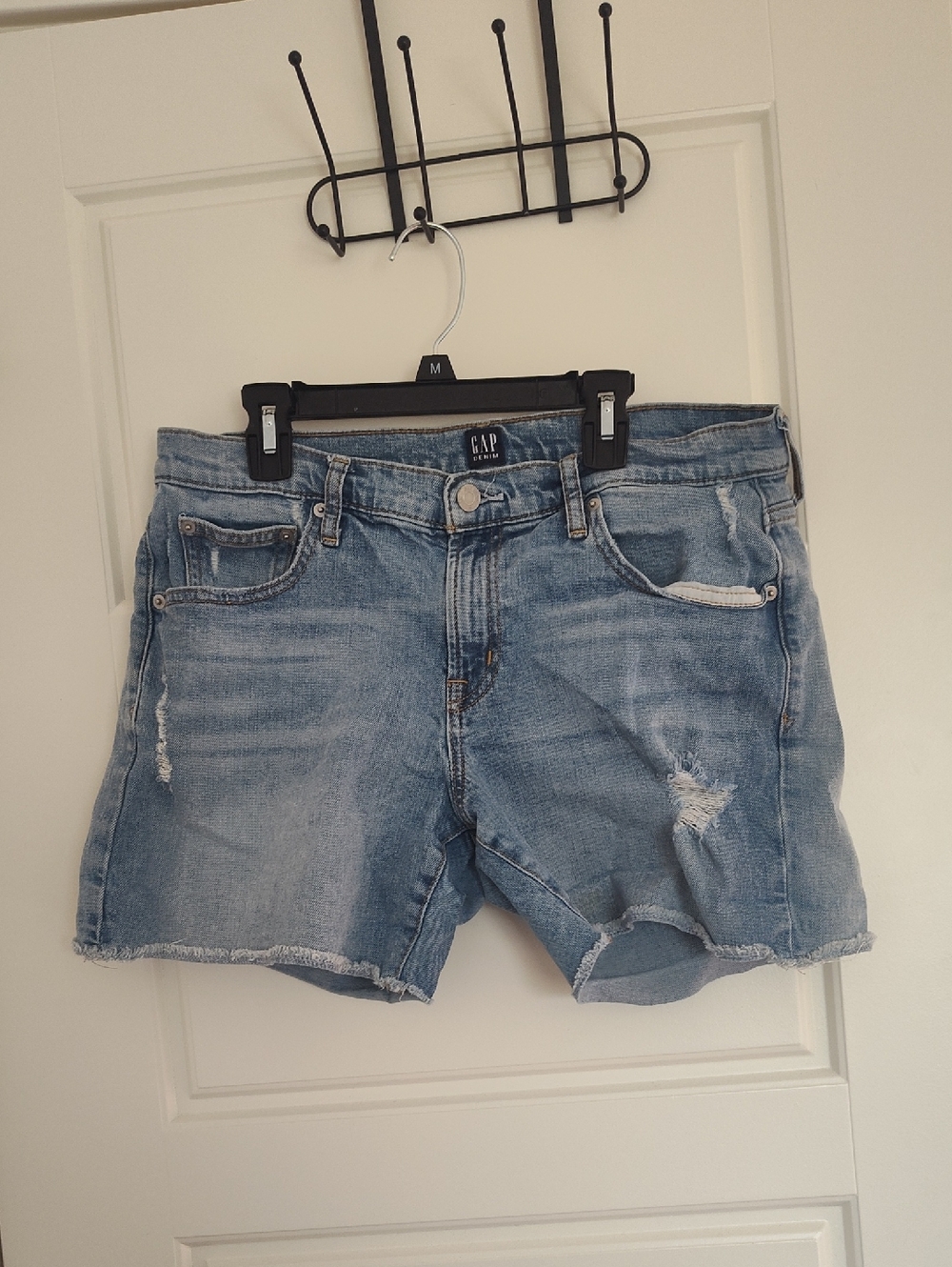 GAP Women's Light Blue Distressed Denim Shorts
